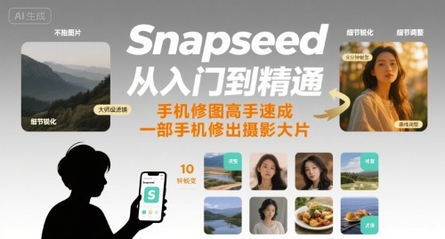 Snapseed从入门到精通，手机修图高手速成，一部手机就能修出摄影大片-洛柒笔记