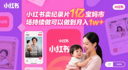 小红书卖纪录片1亿宝妈市场持续做可以做到月入1w+-洛柒笔记