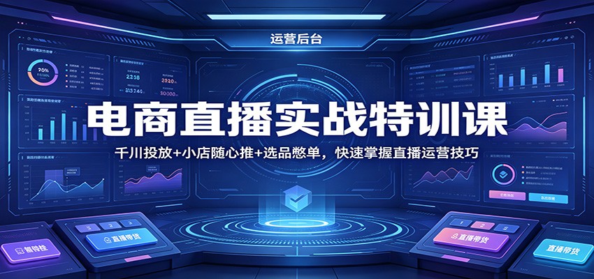 电商直播实战特训课：千川投放+小店随心推+选品憋单，快速掌握直播运营技巧-洛柒笔记