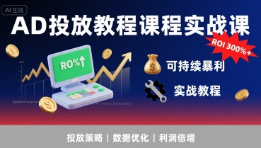AD投放教程课程实战课，实现广告ROI300%+可持续暴利-洛柒笔记