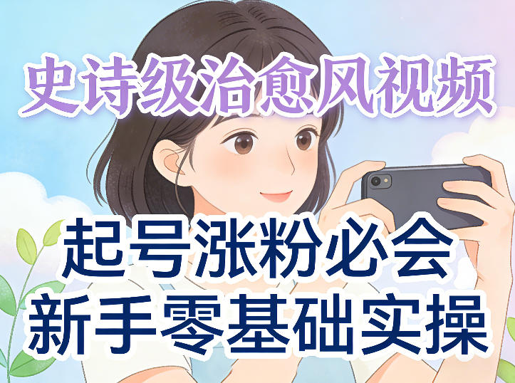史诗级治愈风视频爆了，起号涨粉必会，新手零基础实操（实操+变现全讲解）-洛柒笔记