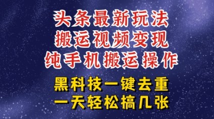 今日头条纯搬运玩法，轻松过原创不违规，轻松日入三位数，稳的很-洛柒笔记