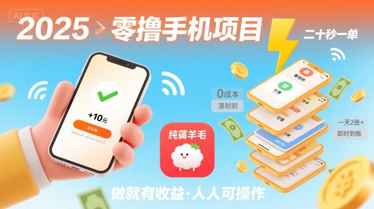 2025年零撸手机项目，二十秒一单，纯薅羊毛 一天2张+做就有【揭秘】-洛柒笔记