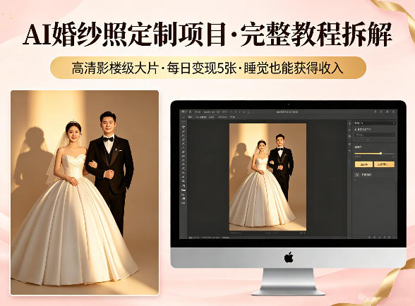 AI婚纱照定制项目，可生成高清影楼级大片，每日变现5张，睡觉也能获得收入【完整教程拆解】-洛柒笔记