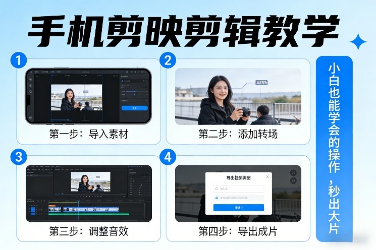 手机剪映剪辑教学，小白也能学会的操作，秒出大片-洛柒笔记