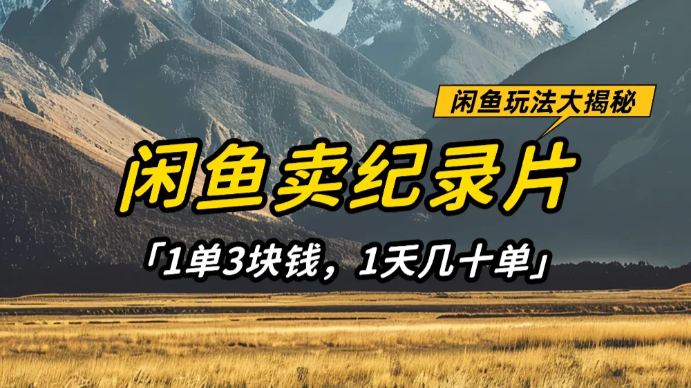 闲鱼卖纪录片1单3块钱，1天几十单，项目稳定有潜力-洛柒笔记
