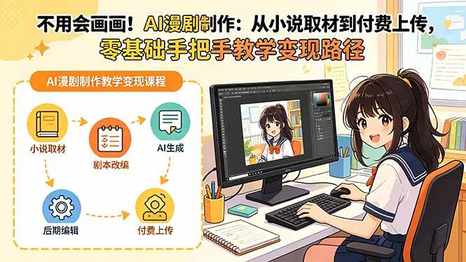 （18439期）不用会画画！AI漫剧制作：从小说取材到付费上传，零基础手把手教学变现路径-洛柒笔记