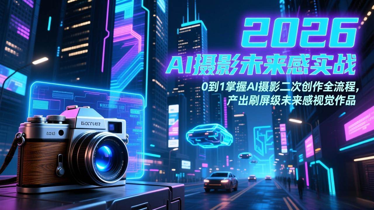 （17584期）2026 AI摄影未来感实战：0到1掌握AI摄影二次创作全流程，产出刷屏级未来感视觉作品-洛柒笔记