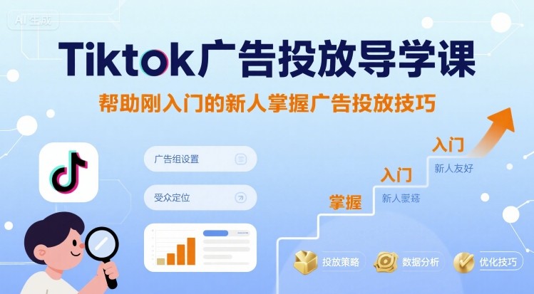 Tiktok广告投放导学课，帮助刚入门的新人掌握广告投放技巧-洛柒笔记