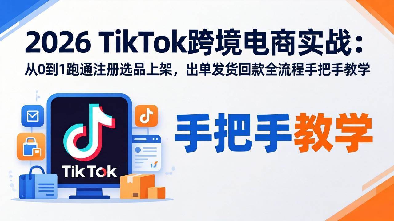 （17850期）2026TikTok跨境电商实战：从0到1跑通注册选品上架，出单发货回款全流程手把手教学-洛柒笔记