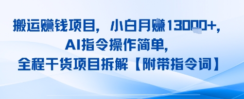搬运挣钱项目，AI指令操作简单，小白月入1W+，全程干货项目拆解-洛柒笔记