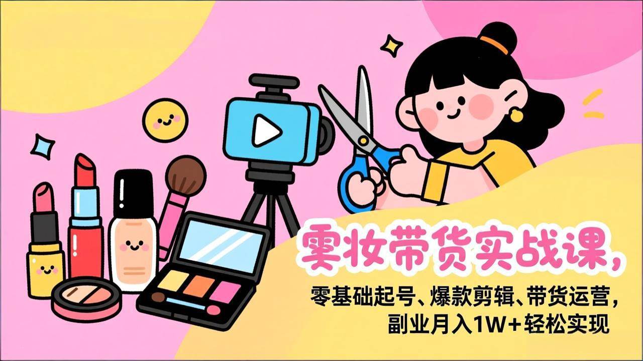 （17189期）美妆带货实战课，零基础起号、爆款剪辑、带货运营，副业月入1W+轻松实现-洛柒笔记