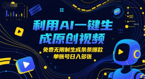 利用AI一键生成原创视频，免费无限制生成条条爆款，单账号日入多张-洛柒笔记