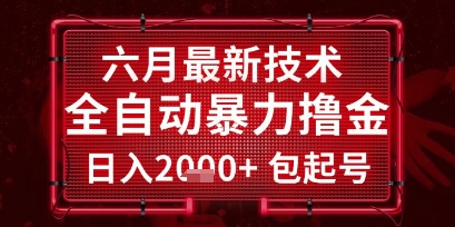 六月最新技术全自动暴力撸金，稳定日入2k+包起号，长期稳定【揭秘】-洛柒笔记
