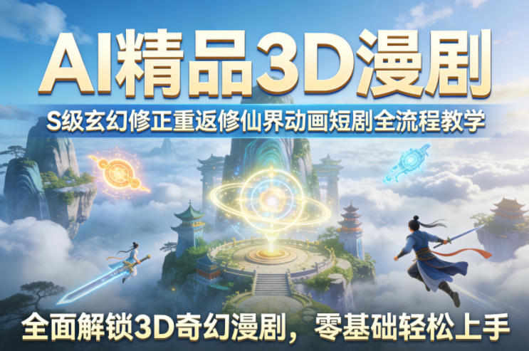 AI精品3D漫剧S级玄幻修正重返修仙界动画短剧全流程教学，全面解锁3D奇幻漫剧，零基础轻松上手-洛柒笔记