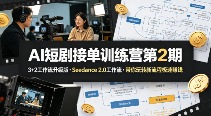 AI短剧接单训练营第2期，3+2工作流升级版，Seedance 2.0工作流，带你玩转新流程极速賺钱 AI漫剧实战训练营，3D商业真人AI短剧漫剧引爆2026，流量红利期已至，入场正当时-洛柒笔记
