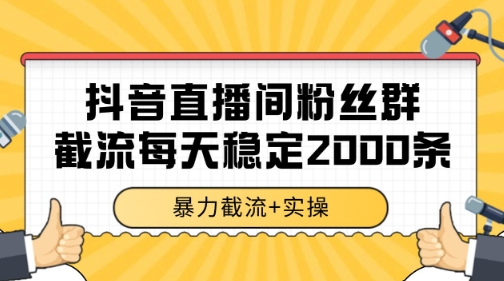 抖音直播间粉丝群暴力截流，一台电脑每天稳定2000条数据【揭秘】-洛柒笔记
