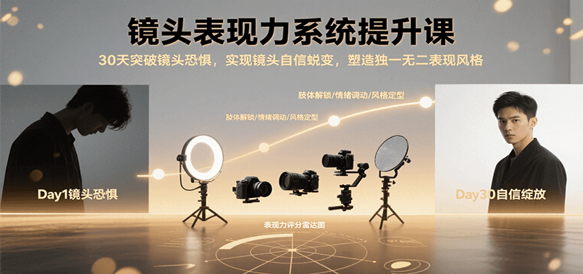 镜头表现力系统提升课，30天突破镜头恐惧实现自信蜕变，塑造独一无二表现风格-洛柒笔记