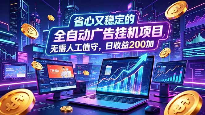 （18899期）全自动广告挂机项目，全程无需人工值守。稳定创收每日收益200+-洛柒笔记