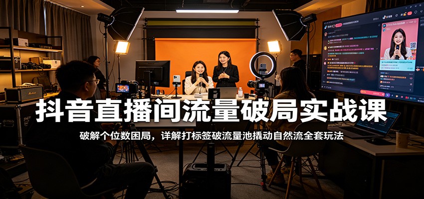 抖音直播间流量破局实战课：破解个位数困局，详解打标签破流量池撬动自然流全套玩法-洛柒笔记