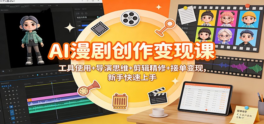 AI漫剧创作变现课：工具使用+导演思维+剪辑精修+接单变现，新手快速上手-洛柒笔记