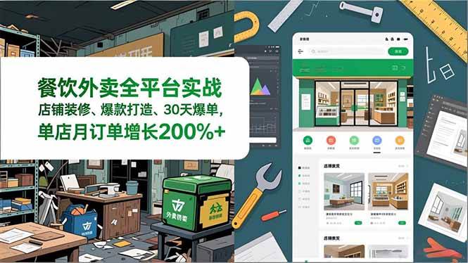（16978期）餐饮外卖全平台实战，店铺装修、爆款打造、30天爆单，手把手教学，单店月订单增长200%+-洛柒笔记