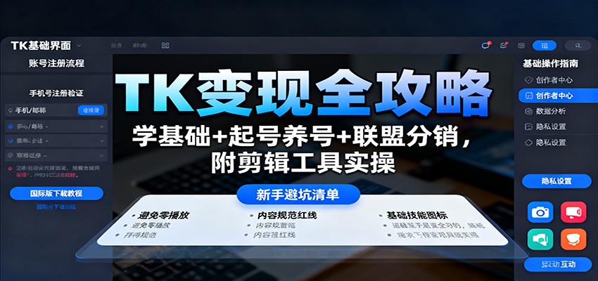 TK变现全攻略：学基础+起号养号+联盟分销，附剪辑工具实操-洛柒笔记