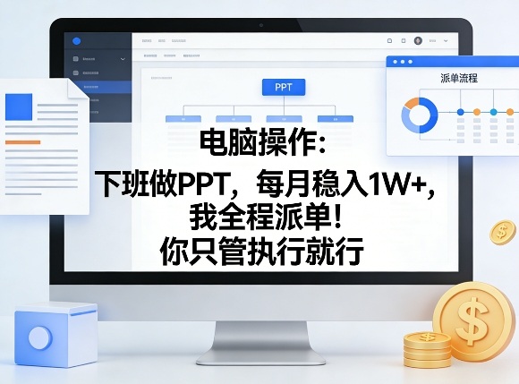 电脑操作：下班做PPT，每月稳入1W+，我全程派单！你只管执行就行【揭秘】-洛柒笔记