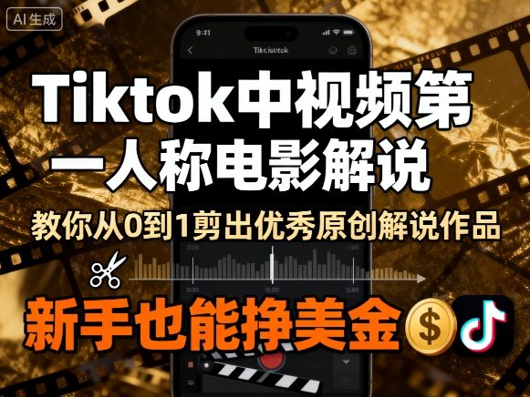 Tiktok中视频第一人称电影解说，教你从0到1剪出一个优秀的原创解说作品，新手也能挣美金-洛柒笔记