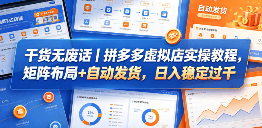 干货无废话｜拼多多虚拟店实操教程，矩阵布局+自动发货，日入稳定过千-洛柒笔记