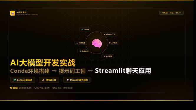 （17723期）AI大模型开发实战：Conda环境搭建→提示词工程→Streamlit聊天应用，零基础到项目落地-洛柒笔记