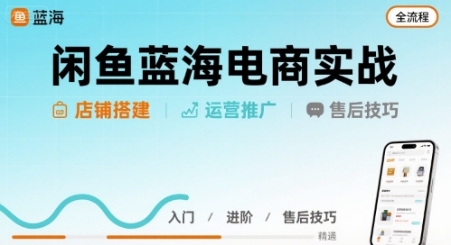 闲鱼蓝海电商实战，店铺搭建运营售后全流程-洛柒笔记