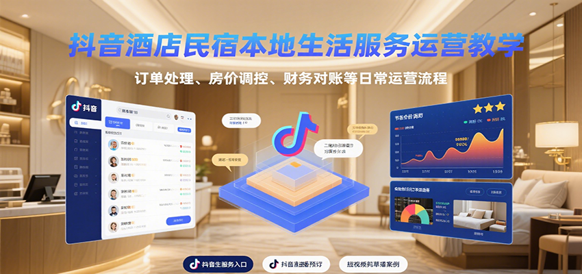 抖音酒店民宿本地生活服务运营教学，订单处理、房价调控、财务对账等日常运营流程-洛柒笔记