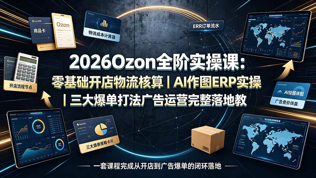 (19400期)2026Ozon全阶实操课:零基础开店物流核算|AI作图ERP实操|三大爆单打法广告运营完整落地教程-洛柒笔记 (19400期)2026Ozon全阶实操课:零基础开店物流核算|AI作图ERP实操|三大爆单打法广告运营完整落地教程-洛柒笔记