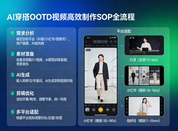 AI穿搭OOTD视频高效制作SOP全流程，适配抖音小红书视频号全平台-洛柒笔记