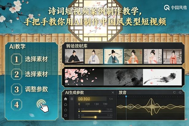 古诗词短视频案例制作教学，手把手教你用AI制作中国风类型短视频-洛柒笔记