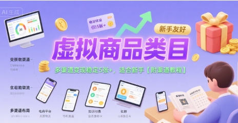 虚拟商品类目，多渠道变现稳定5张+，适合新手【附渠道教程】-洛柒笔记