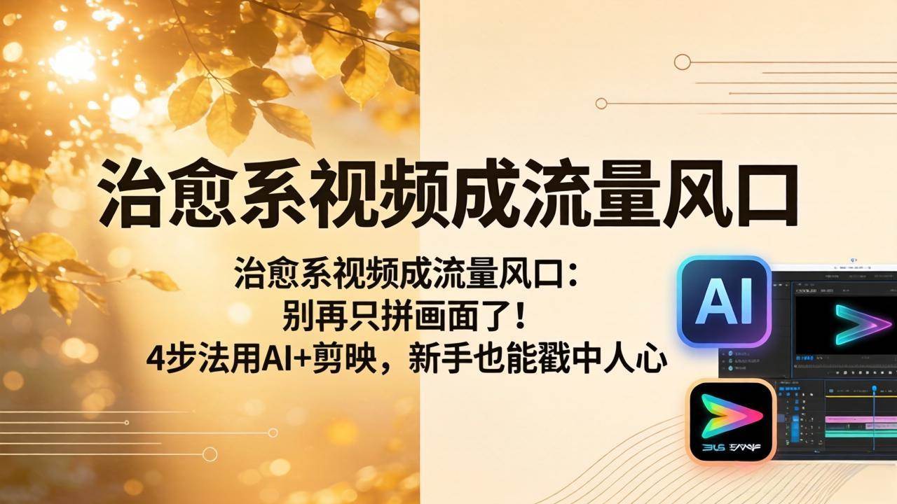（18219期）治愈系视频成流量风口：别再只拼画面了！4步法用AI+剪映，新手也能戳中人心-洛柒笔记