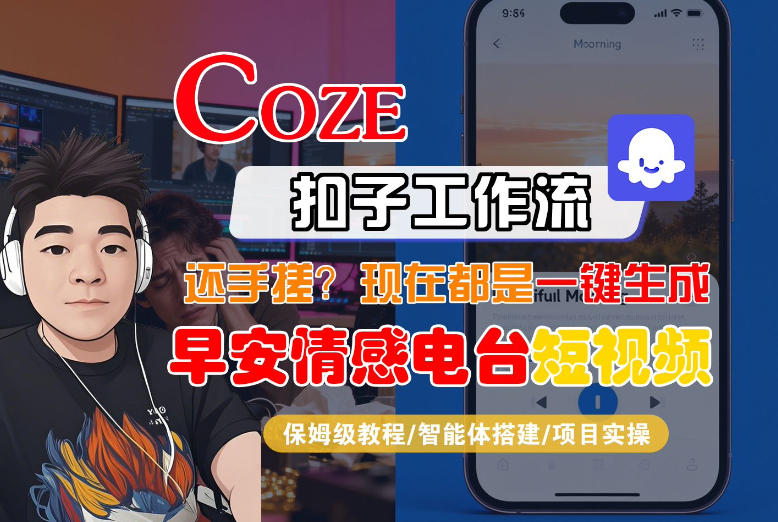 【Coze工作流搭建实操教程】【coze】早安情感电台日签视频还在手动做？用扣子工作流自动生成，省时90%-洛柒笔记