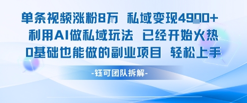 单条视频私域变现4.9k+利用AI做私域玩法 已经开始火热0基础也能做的副业项目轻松上手-洛柒笔记