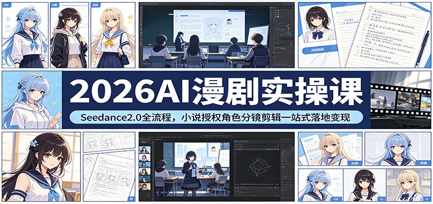 2026AI漫剧实操课：Seedance2.0全流程，小说授权角色分镜剪辑一站式落地变现-洛柒笔记