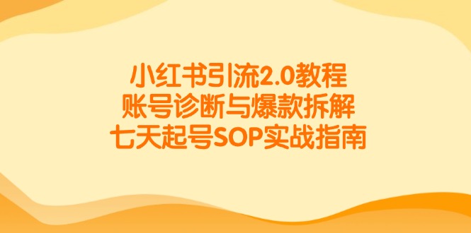 小红书引流2.0教程，账号诊断与爆款拆解，七天起号SOP实战指南-洛柒笔记