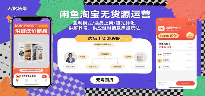 闲鱼淘宝无货源运营：盈利模式/选品上架/曝光转化，讲解养号、供应链对接及黑搜玩法-洛柒笔记