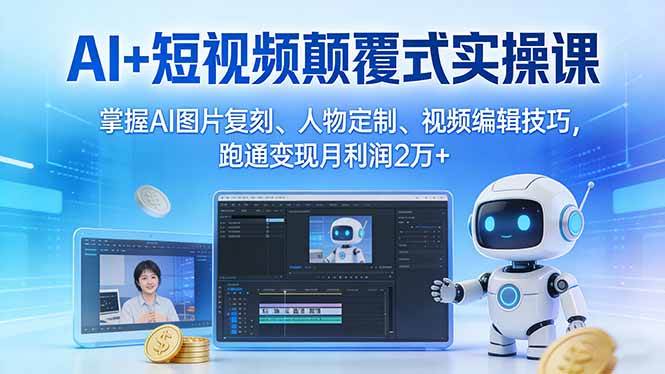 （17454期）AI+短视频颠覆式实操课：掌握AI图片复刻、人物定制、视频编辑技巧，跑通变现月利润2万+-洛柒笔记