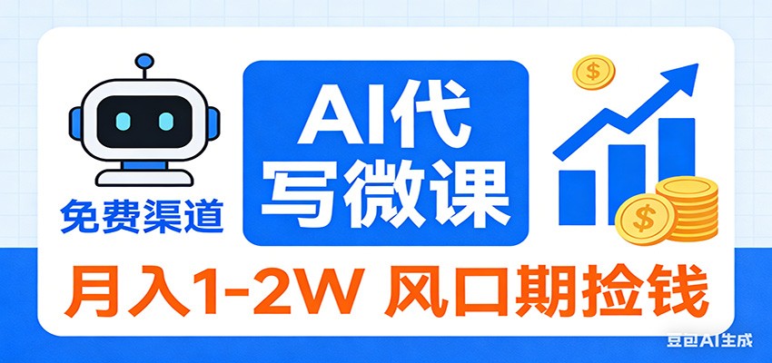 2026告别打工！AI 代写微课，提供免费渠道，月入 1-2W 风口期捡钱-洛柒笔记