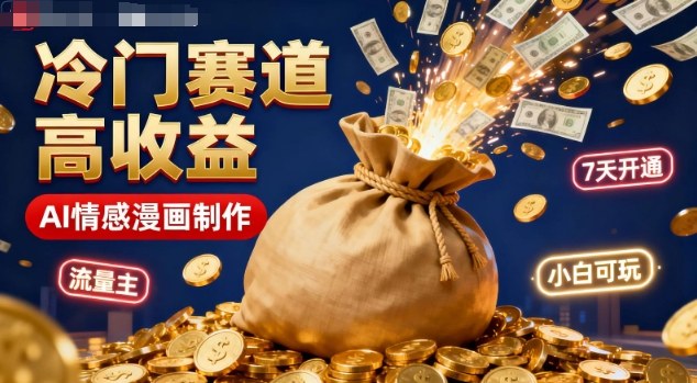 公众号冷门赛道，用AI做情感漫画，7天开通流量主，操作简单，小白可玩-洛柒笔记