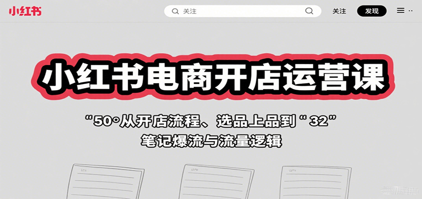 小红书电商开店运营课：从开店流程、选品上品到笔记爆流与流量逻辑-洛柒笔记