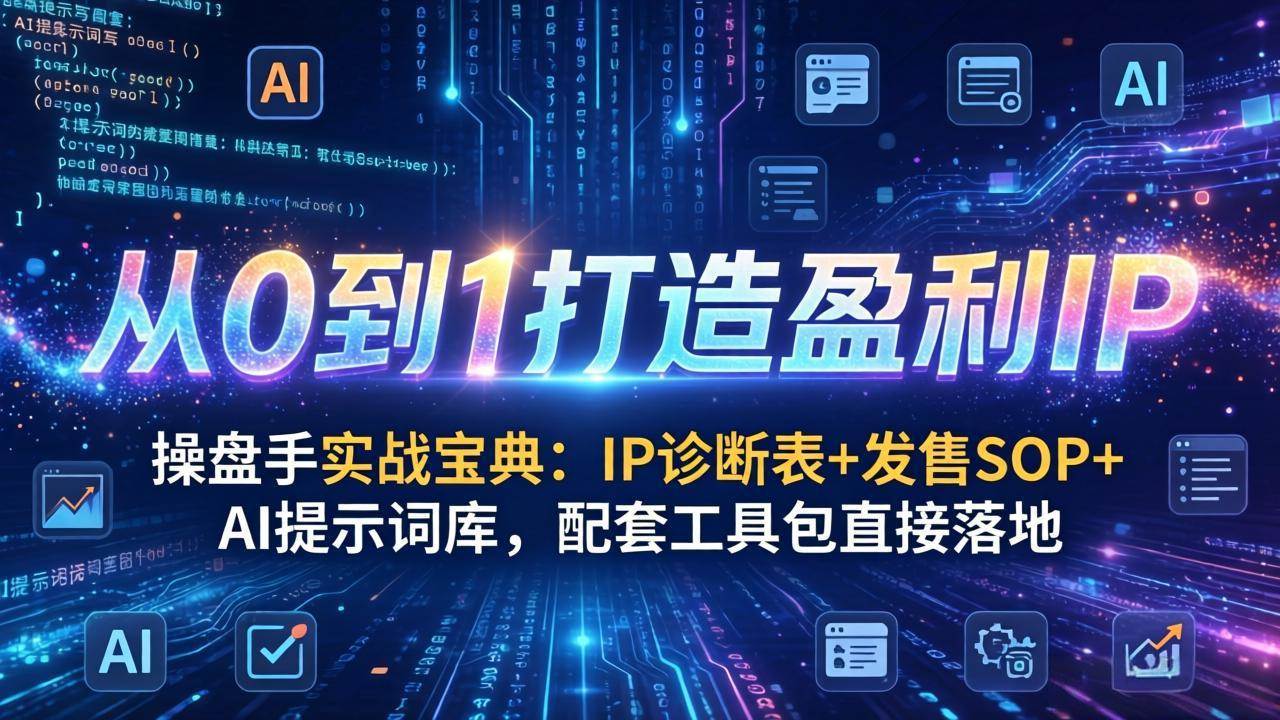 （17593期）操盘手实战宝典：IP诊断表+发售SOP+AI提示词库，配套工具包直接落地，从0到1打造盈利IP-洛柒笔记