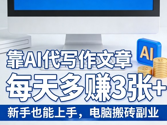 靠AI代写作文章，每天多賺3张+，新手也能上手，电脑搬砖副业-洛柒笔记
