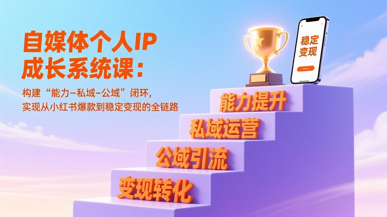 自媒体个人IP成长系统课：构建“能力-私域-公域”闭环，实现从小红书爆款到稳定变现的全链路-洛柒笔记